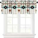 Aztec Kitchen Curtains, Southwestern Native Tribal Valances for Kitchen Window,Boho Geometric Printed Short Curtains for Small Windows Cafe Living Room Bedroom, 54x18 Inch, 1 Panel