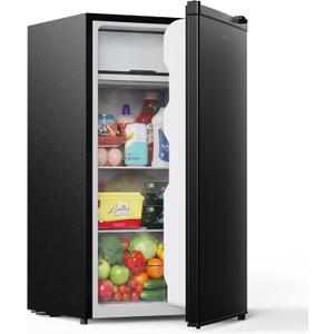 Upstreman 3.2 Cu.Ft Mini Fridge with Freezer, Black-BR321
