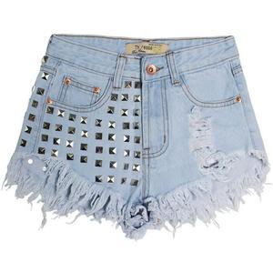 COMLIFE Women's Denim Shorts Worn Irregular Tassels Hem Sexy Studded Mid Waisted Jean Short Pants (Large) COMLIFE Women's Denim Shorts Worn Irregular Tassels Hem Sexy Studded Mid Waisted Jean Short Pants (Large)