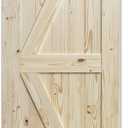 SmartStandard 30in x 80in Sliding Barn Wood Door Pre-Drilled Ready to Assemble, DIY Unfinished Solid Spruce Wood Panelled Slab, Interior Single Door Only, Natural, K-Frame (Fit 5FT Rail)