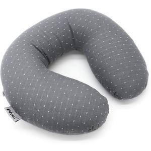 Buckwheat U-Shaped Neck Pillow Adjustable Buckwheat Hull Pillow with Pillowcase, Neck Support and Shoulder Relax Cervical Pillow (12x12 inch, Grey)