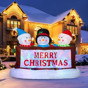 LUNSY 7FT Christmas Inflatables Snowman Christmas Decorations Outdoor, Built-in Colorful LEDs Snowman Blow Up Yard Decoration for Indoor Outdoor Holiday Decorations Yard Garden Decor