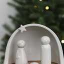 WONDROUS' DECO Porcelain Nativity Scene Set,4Pcs Ceramic Christmas Tabletop Scene-4.5" Tall,Small Modern Nativity Ornament,Christmas Indoor Decor,Mini Sets&Nativity Figures,Unique Xmas (Gray)