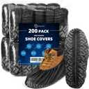 Squish 200 Pack Shoe Covers Disposable Non-Slip, Black Non-Woven Fabric Boot Covers for Indoors Breathable Slip Resistant Durable Boot&Shoes Cover, Protector Covers Fits Virtually Most Shoes