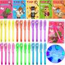 FLYSNK 24 Pack Valentines Day Gifts for Kids Classroom Invisible Ink Spy Pen with Animal Themed Cards Party Favors for School Exchange & Prizes for Boys Girls