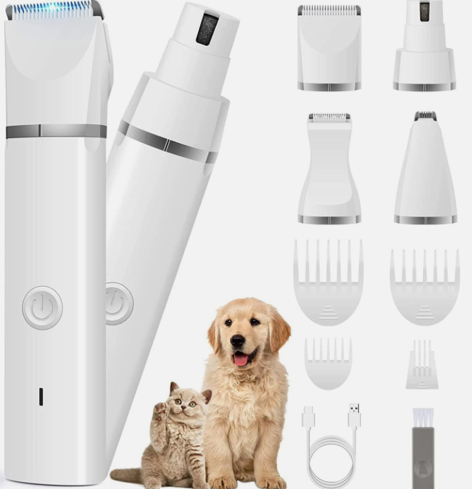 Veeconn Dog Clippers Grooming Kit Hair ClipperLow Noise Paw Trimmer Rechargeable  Cordless Quiet Nail Grinder Shaver for Cats and Other Pets