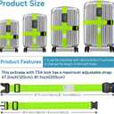 Luggage Straps with TSA Lock, Travel Belt for Luggage, TSA Approved Luggage Straps, 3-Dial Combination Locks Adjustable Suitcase Belt, Quick-Release Buckle (Green), 2 Pack