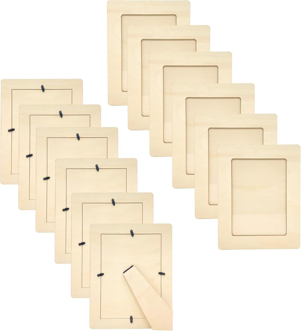 Cregugua Pack of 12 Wooden Picture Frames Unfinished Wood Photos Frames 5x7 for Crafts