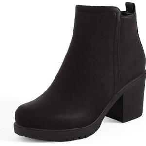 DREAM PAIRS Women's Ankle Boots Chunky Heel Platform Fall Heeled Short Booties Shoes (10, Black/Pu)
