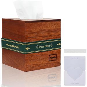 Square Wooden Tissue Box, Handmade Ebony Wood Tissue Box, Bottom Slide-Out with Magnetic Closure, Dark Decorative Tissue Holder Suitable for Living Room, Lounge, Bathroom, Office