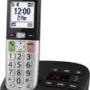 Panasonic KX-TGU430B Digital Cordless Phone with Answering Machine, Amplified Volume, Base Unit and 1 Headset, LCD Display, Flashlight, Headphone Compatible, Black and Silver