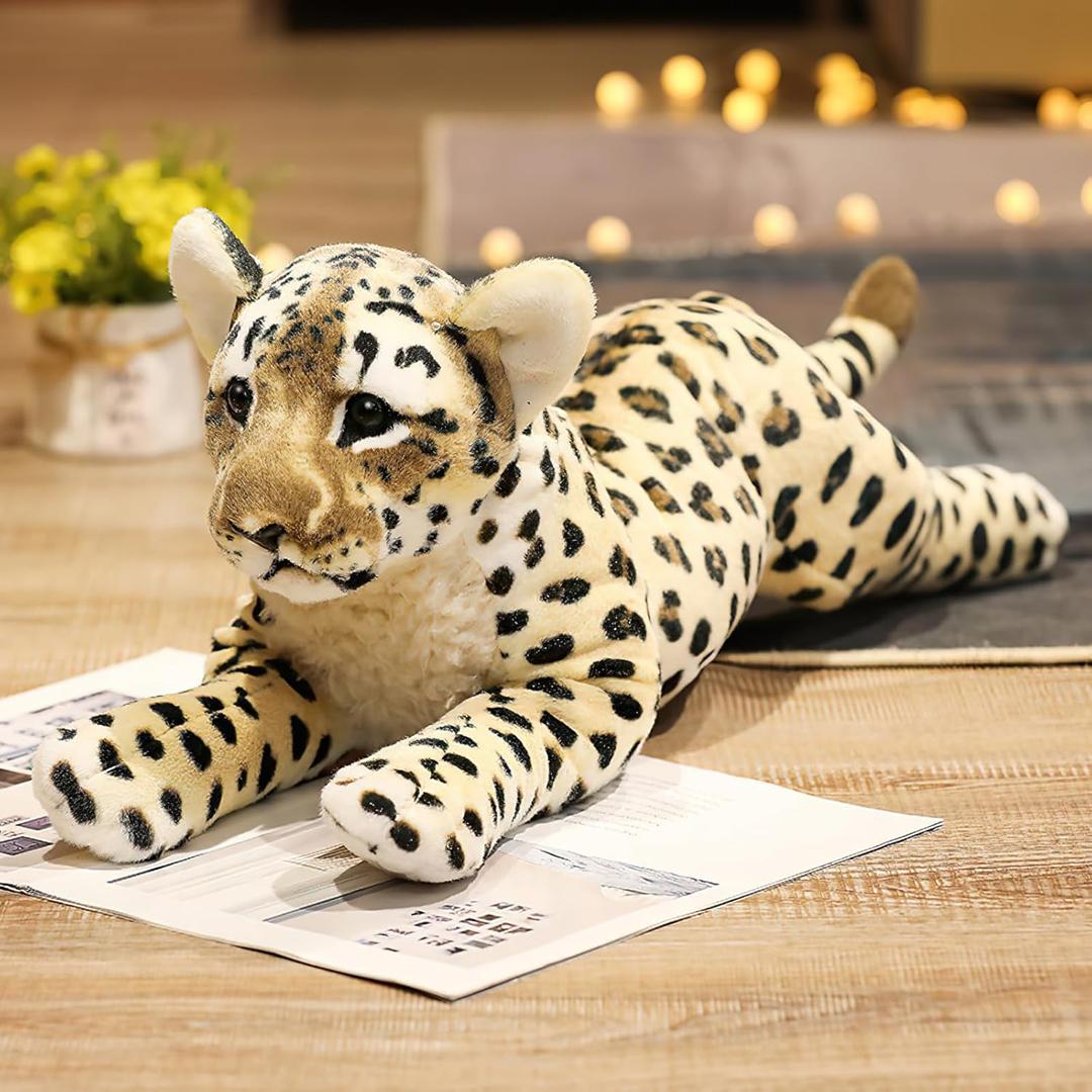 Cheetah Stuffed Animal, 15.8" Leopard Stuffed Animal Cheetah Plush Toy Cute Pillow Giant Realistic Jaguar Plush Stuffy Birthday Gifts for Kids Girls (16INCH)