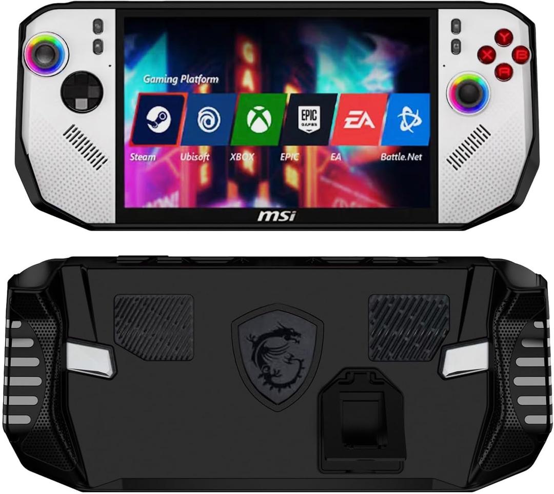 Case for MSI Claw A8 BZ2EM,TPU Soft Grip Protective Cover Back Shell with Kickstand for MSI Claw A8 BZ2EM 8 inch 2025 PC Portable Handheld Gaming Console Lightweight Cover Case, Black