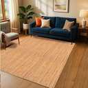 Hausattire Hand Woven Jute Braided Rug, 6'x9' – Natural, Reversible Boho Entry Area Rugs for Kitchen, Living Room I Farmhouse Indoor Outdoor Decorative Floor Rug, 72x108 Inches