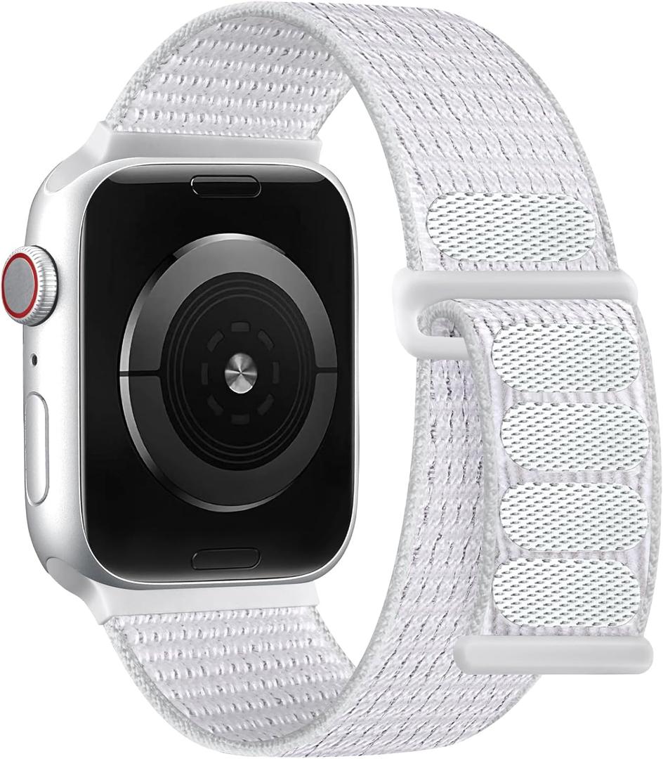 DaQin Nylon Sport Loop Compatible with Apple Watch Band 40mm 38mm 41mm 42mm 44mm 45mm 46mm 49mm, Soft Breathable Braided Wristband for iWatch Band for Women Men Series 11 10 9 8 7 6 5 4 3 2 1 SE Ultra (White)