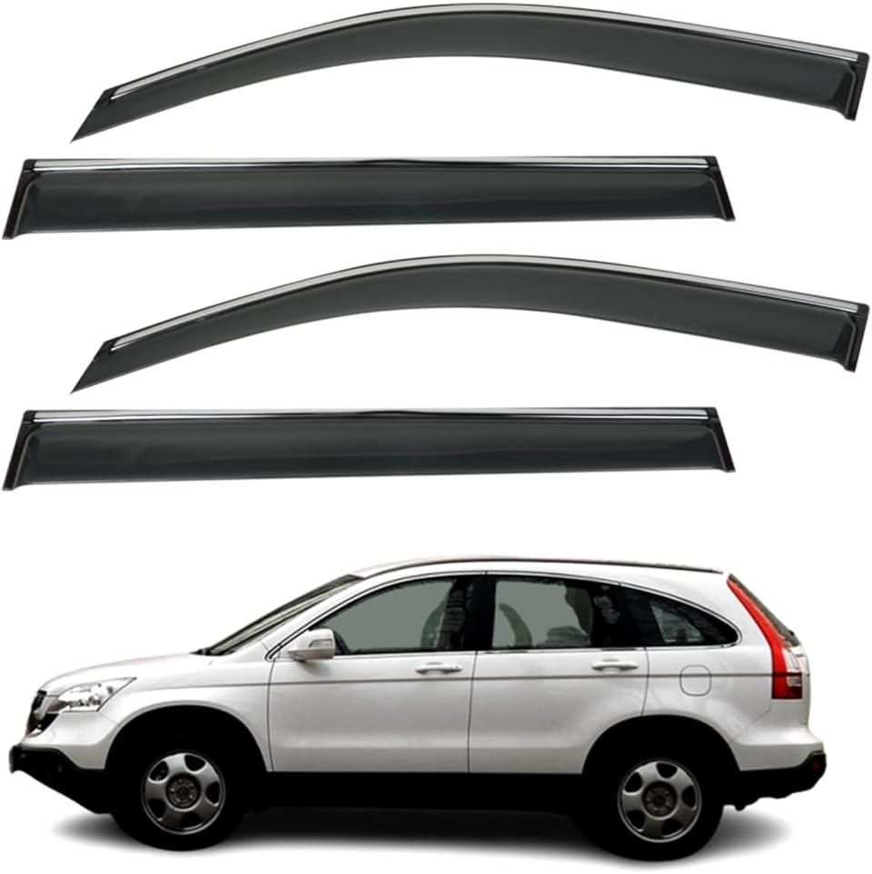 4Pcs Window Visor Deflectors Rain Guards for Honda CRV CR-V 2007-2011 Chrome Trim