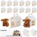 18 Pcs Dog Party Favor Boxes with Pet Adoption Certificate, Dog House Shape Treat Gift Boxes with Holes, Adopt A Puppy Party Supply Boxes for Pet Adoption Theme DIY Crafting Party
