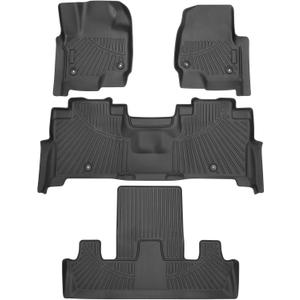Powerty Floor Mats for 2018-2024 Ford Expedition (Fit 2nd Row Bucket Seats/7 Seats) Accessories All Weather Floor Liner 3D TPE 1st & 2nd Row Floor Mat Heavy-Duty Floor Liners