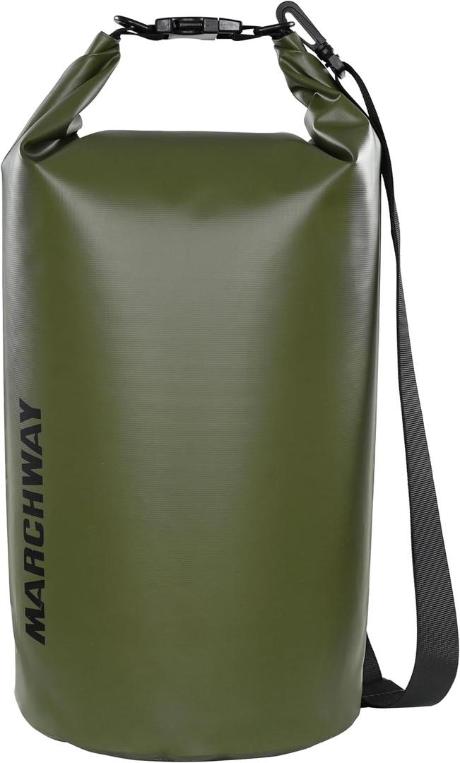 MARCHWAY Floating Waterproof Dry Bag Backpack 5L/ 10L/ 20L/ 30L/ 40L, Roll Top Sack Keeps Gear Dry for Kayaking, Rafting, Boating, Swimming, Camping, Hiking, Beach, Fishing (Army Green, 5L)