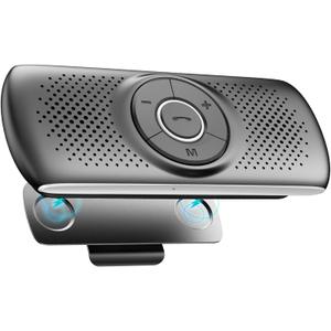 AGPTEK Car Speaker with Bluetooth 5.3, Hands Free Phone Kit for Calls, GPS & Music with TF Card Slot, Instant Connect, Siri Google Assistant Support Wireless Car Visor Clip Speakerphone (Black)