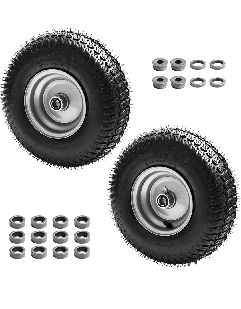 (2-Pack) 13x5.00-6 Lawn Mower Tires,13 Inch Tire & Wheel Assembly- 3/4" & 5/8" bushing, 3" Centered Hub,Replacement for lawn and Garden Turf mowers