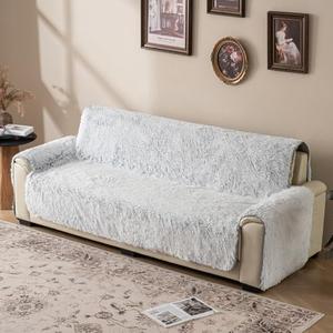 Snugglesinto Plush and Fuzzy Shaggy Couch Cover, Dog Pad Faux Fur Sofa Cover, Water Resistant Slipcover, Non-Slip Furniture Protector for Kids,Dogs,Cats.(Magic Gray, X-Large Sofa) 132 x 76 x 5 inches