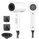 SHRATE Lightweight Ionic Hair Dryer with Diffuser - Powerful 1800W Blow Dryer for Fast Drying - Professional Low Noise Mini Hair Dryer for Travel, Gifts, Hair Styling (White)