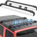 400 LBS Roof Rack Cross Bars with 4 Pcs LED Lights Bar Compatible for 2007-2025 Jeep Wrangler JK JKU JL JLU Unlimited & Gladiator JT Hardtop, Roof Rail Crossbars Cargo Carrier Rooftop Luggage