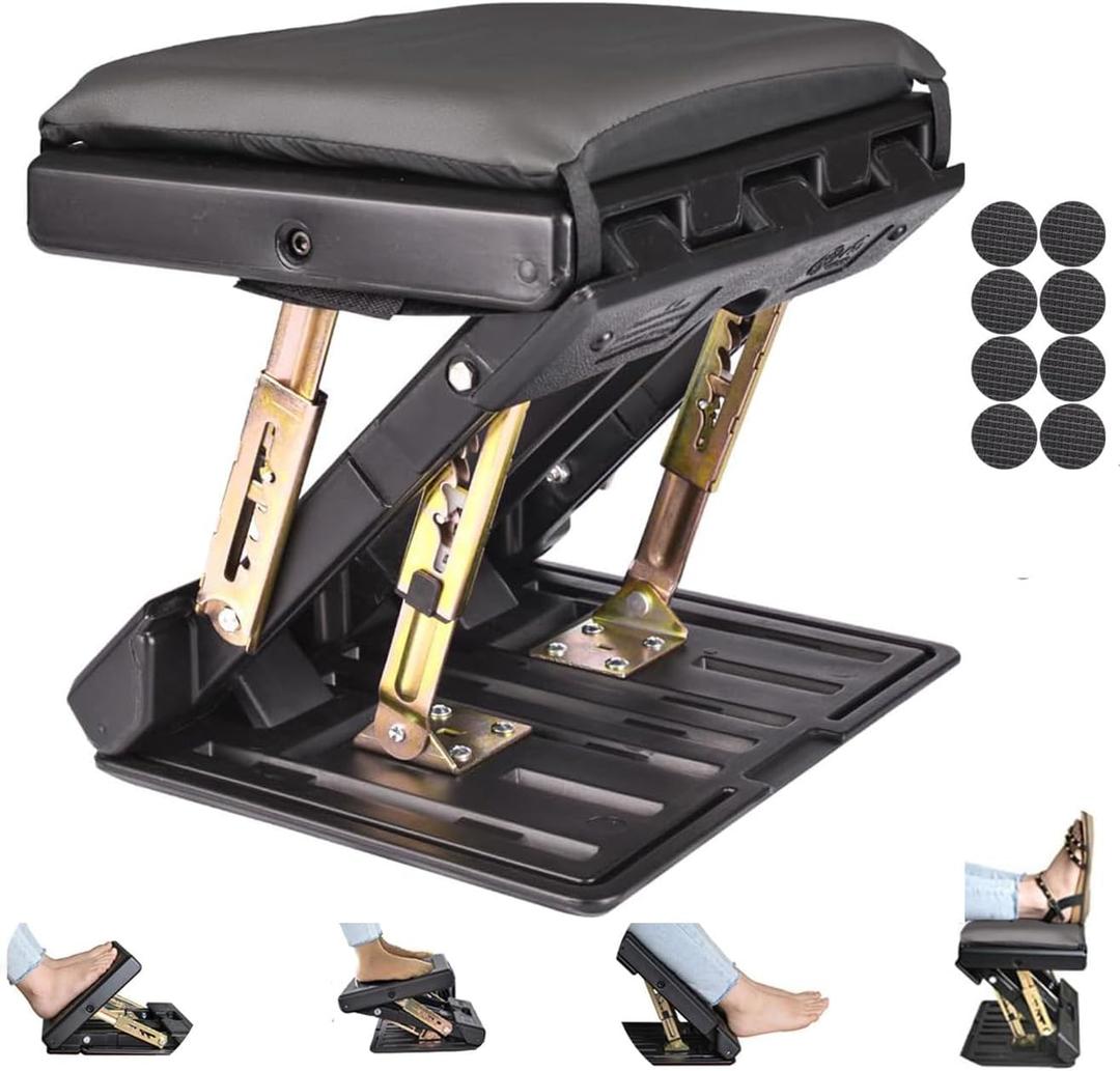 Foot Rest for Under Desk at Work 4-Level Height Adjustable, Ergonomic Foldable Footrest for Office, Gaming,Computer, Soft & Removable Pad Desk Foot Stool Suitable for All Seasons (Gray)