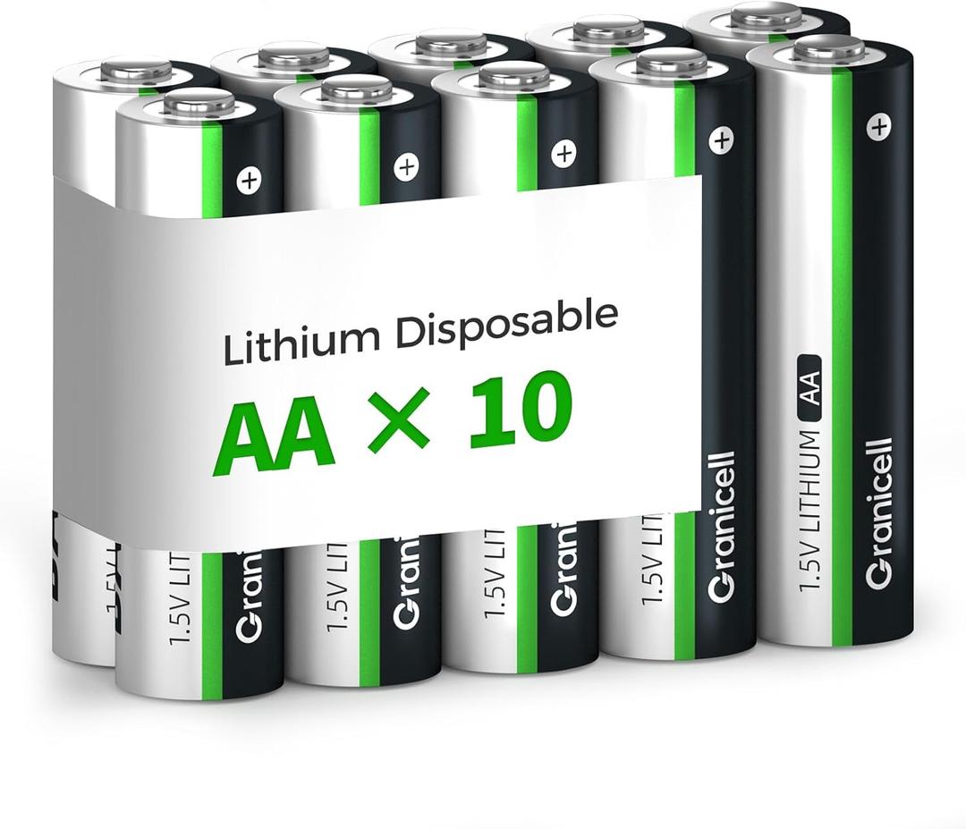 Granicell 10-Pack Lithium AA Batteries | 1.5V for Blink Cameras, Smart Locks, Alarms & Tech Devices | 10-Year Life, Leak-Proof, Extreme-Temp Resistant (Non-Rechargeable)