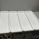 4 x Cinnvoice 4 Pack White 24 x 8 x 1.6 Inch Rectangle Plant Saucer Large Plastic Plant Tray Water Drip Trays for Windowsill Flower Pot Planter Drainage Germination Garden Indoor Outdoor Use