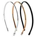 minihope Metallic Color Skinny Headbands for Women and Girls, 3 Pack, Hair Accessories, Black, Silver, Gold