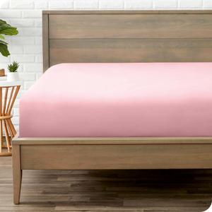 Fitted Bottom Sheet Full Size - Premium 1800 Microfiber - Ultra-Soft Hotel Luxury - Deep Pocket - Durable and Long Lasting - Fitted Sheet (Full, Light Pink)
