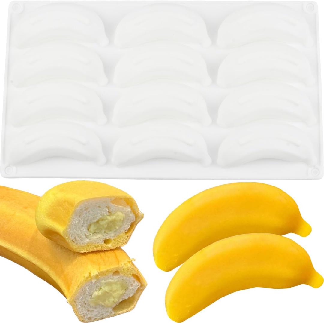 12 Cavity Banana Shape Silicone Chocolate Molds For Chocolate Candy