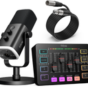 FIFINE Gaming Equipment Bundle, Dynamic XLR/USB Gaming Microphone Set with Streaming Audio Mixer for Podcast Recording Video Vocal, RGB Gamer Set with Volume Fader/XLR Interface for PCAmpliGame KS5