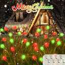 OZS 6Pack Total 48LED Solar Garden Lights Christmas Fairy Outdoor - Solar Firefly Lights Fairy Outdoor, Sway by Wind, Waterproof for Pathway Patio Yard Christmas Decorations(Red & Green)