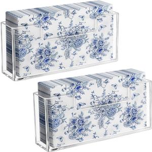 HBlife Acrylic Guest Towel, Paper Napkin Holder for Bathroom - Clear Waterproof Vertical Stand, Disposable Paper Hand Towel Dispenser, Modern Table Tray for Kitchen, Home, Hotel, Office(2 Pack)