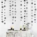 Black 13th Birthday Decorations Number 13 Circle Dot Twinkle Star Garland Metallic Hanging Streamer Bunting Banner Backdrop for Girls 13 Year Old Birthday Thirteen Official Teenager Party Supplies