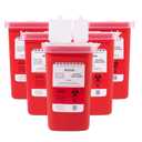 Alcedo Sharps Container for Home Use and Professional 1 Quart (5-Pack), Biohazard Needle and Syringe Disposal, Small Portable Container for Travel