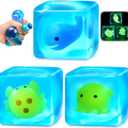Squishy Stress Cube Fidget Toys Adults - Glow in The Dark Sensory Toys for Kids with Autism Stress Balls for Kids Teens Squeeze Toys for Anxiety Easter Basket Stuffers