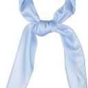 Allegra K Solid Color Rhombus Neck Scarf Scarves Skinny Long Neckerchief for Women (Medium, Light Blue)