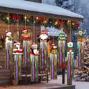 9 Pcs Christmas Party Decorations with Tassels 3.8ft Christmas Flowing Hanging Decorations Santa Claus Snowman Gingerbread Elk Hanging Decor for Xmas Winter Holiday Party Indoor Outdoor Decor