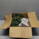 4FT Pre-lit Artificial Potted Christmas Tree with 50 LED LightsSmall Fake Spruce Tree,Xma Pine Cones Tree Decorated with 140 Branch Tips, Pine Cones&Red Berries, Plug in