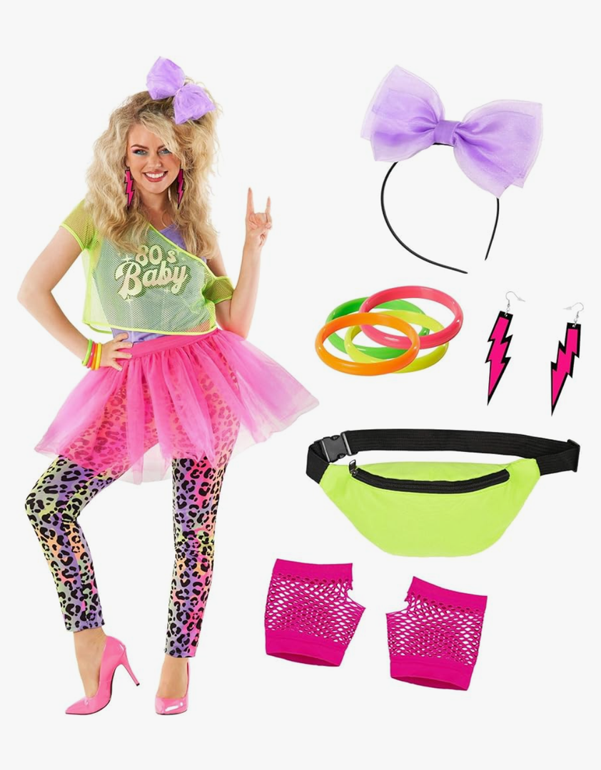 Morph 80s Outfit for Women 80s Costume Decades Day Outfits Womens 80 s Outfit for Party Halloween Disco Costume XL