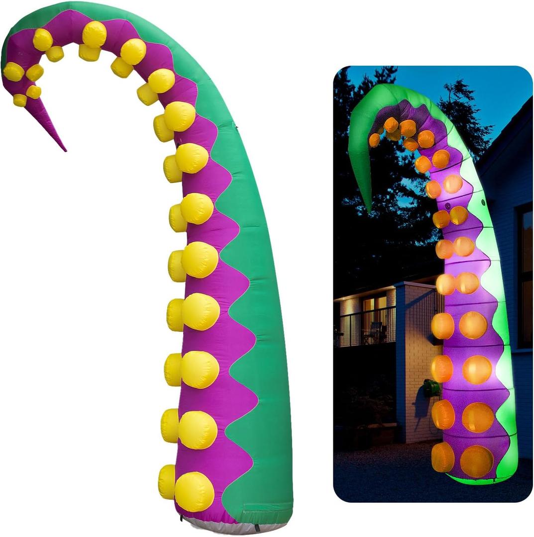 TrendBox Inflatable 14.7 Foot Giant Octopus Tentacles with Blower and Light String, Used for Halloween Party Decoration and Advertising - Mold B