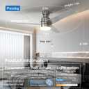 Passky Ceiling Fans with Lights, 52 inch Low Profile Ceiling Fan with Pull Chain and Remote Control, Flush Mount, Reversible, 5CCT, Dimmable, Noiseless, Nickel Pull Cord Ceiling Fan for Bedroom