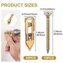 20PCS Self-Drilling Anchors, Metal Drywall Anchors Screws Kits Heavy Duty, Zinc Plated Anchors for TV, Cabinets, No Drill or Holes (10pcs 0.47 x 1.56 in Steel Anchors, 10pcs Zinc Screws) (Gold)