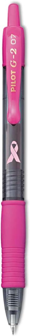 PILOT G2 Premium Pink Ribbon Retractable Gel Roller Ball Pen, Fine Point, Black Ink, 12Pack (31332)