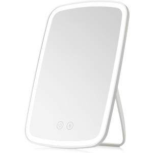 Makeup Mirror Touch Screen Vanity Mirror with LED Brightness Adjustable Portable USB Rechargeable (9.4"x6.6" White)