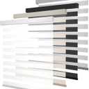 Cordless Zebra Blinds for Windows, Free-Stop Pull Down Roller Window Shades with Valance, Light Filtering Dual Layers Sheer Shades for Home and Office, White, 24" W x 72" H